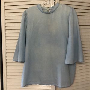 Mango blue top with bell sleeves